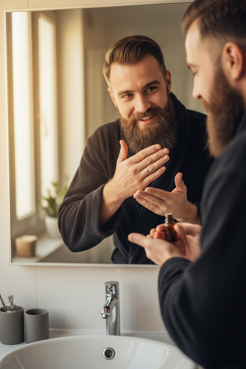Man Applying Beard Oil